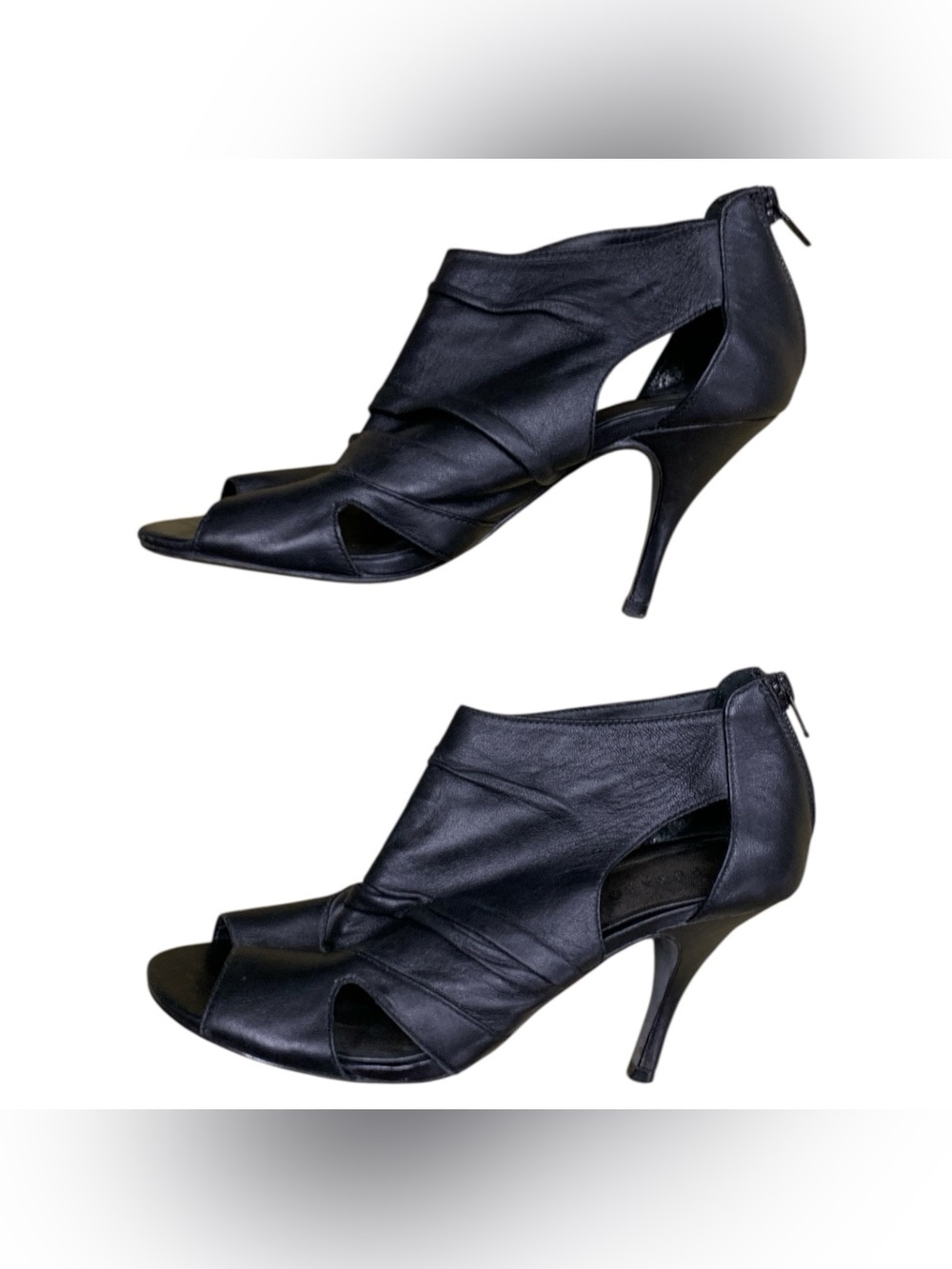 Pegabo Chic Black Open-Toe Stiletto Booties S6